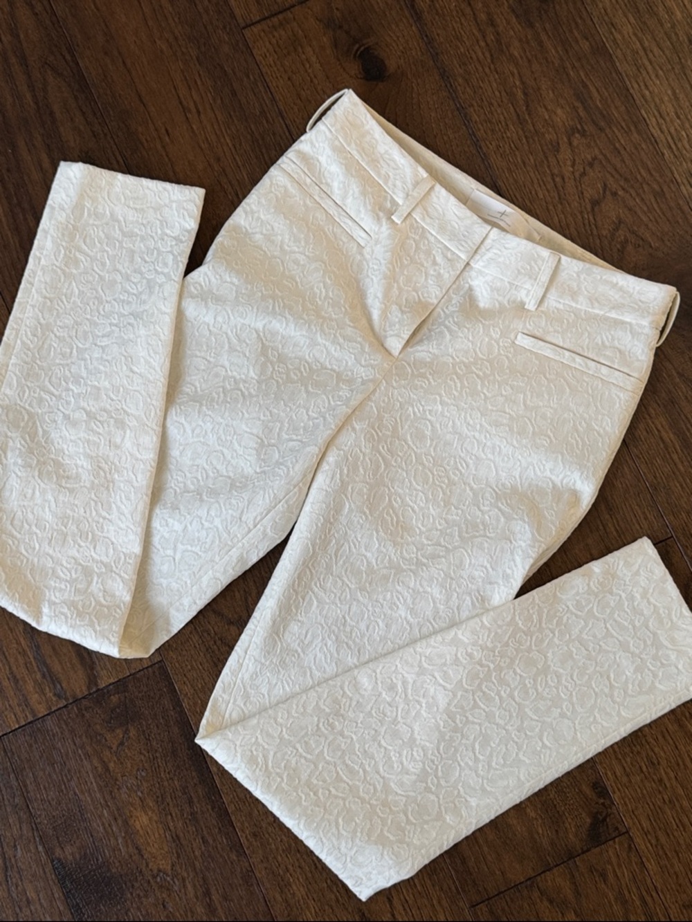Thakoon Addition Textured Ivory Jacquard Slim Pants